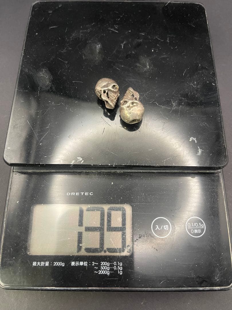 シルバー925製　シングルスカルビーズ　2個セット　ビンテージ　ハッピースカル