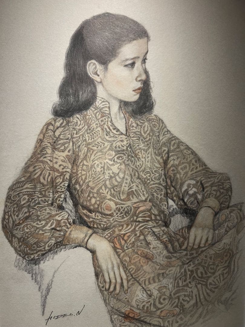 他の人発送×中村英夫【婦人像】パステル　水彩