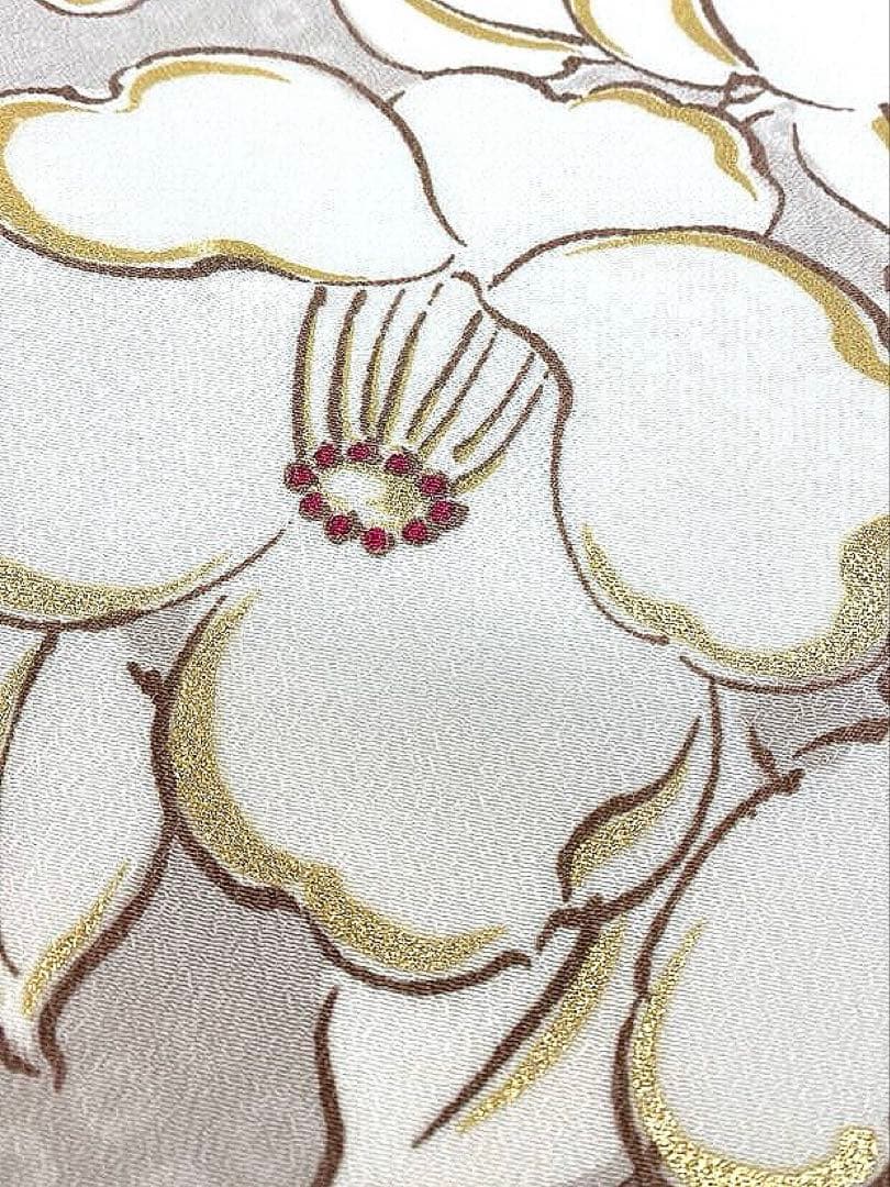 2尺袖 ポリエステル着物 金彩 牡丹 梅 袴用