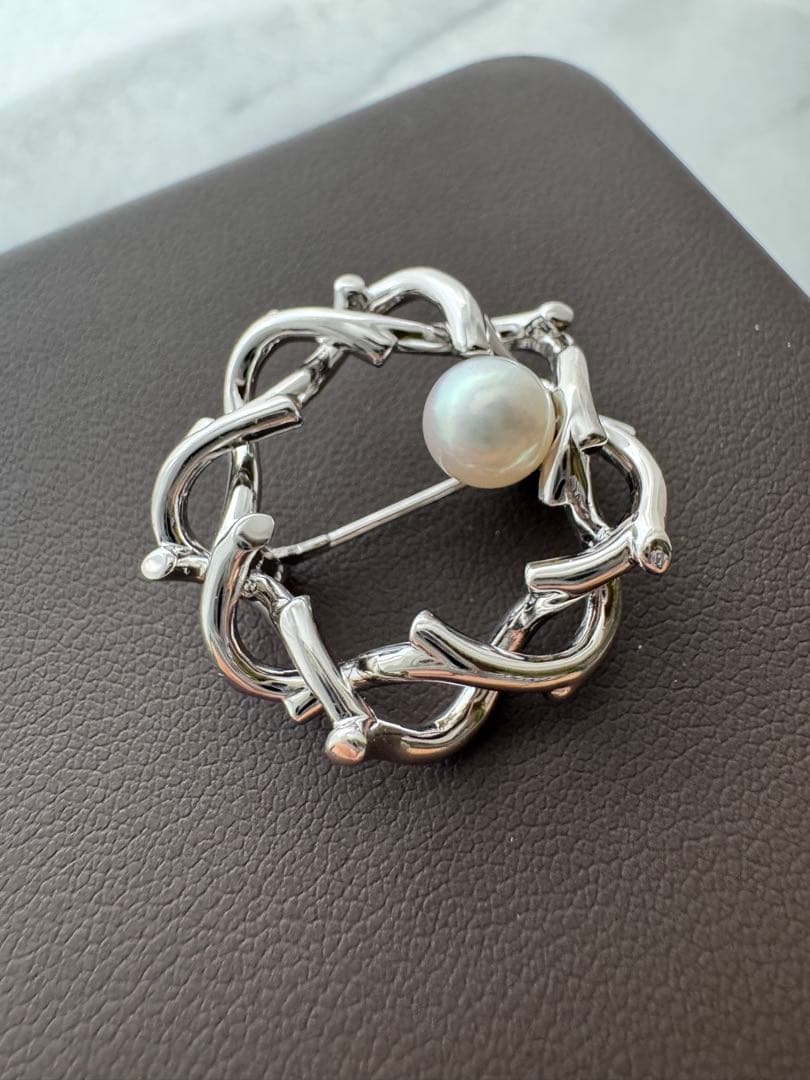MIKIMOTO ミキモト 幸福の木 シルバー パール ブローチ