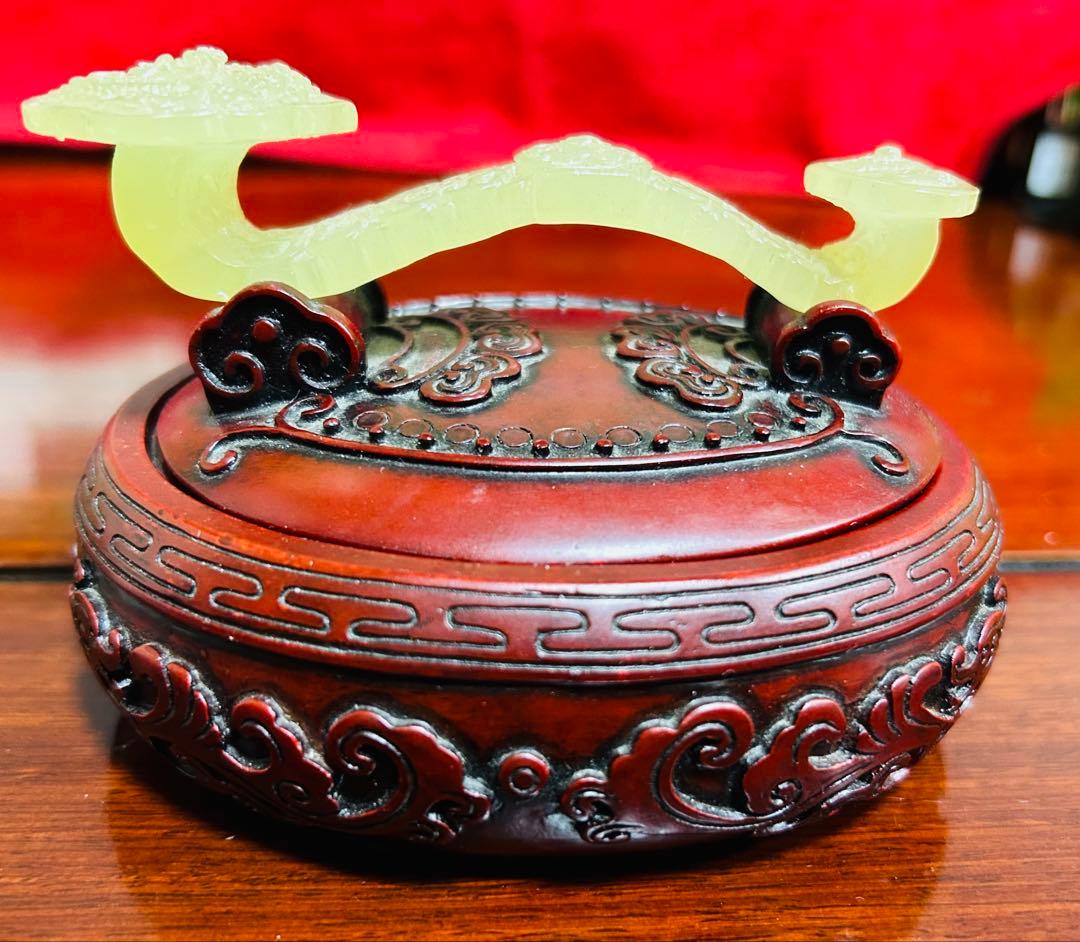 清時代　骨董品 朱肉　玉如意