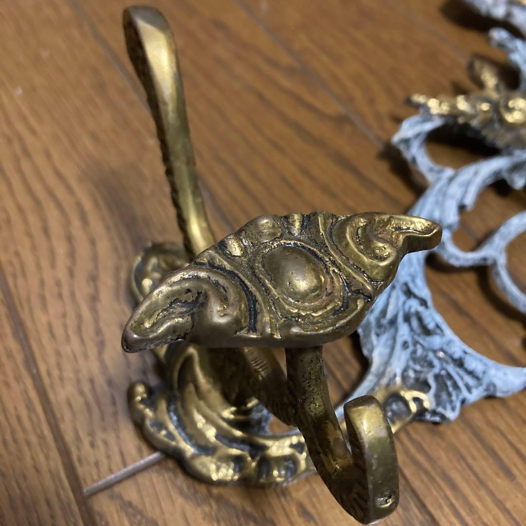 イタリア製　バロックスタイル 真鍮製コートハンガー 4フック