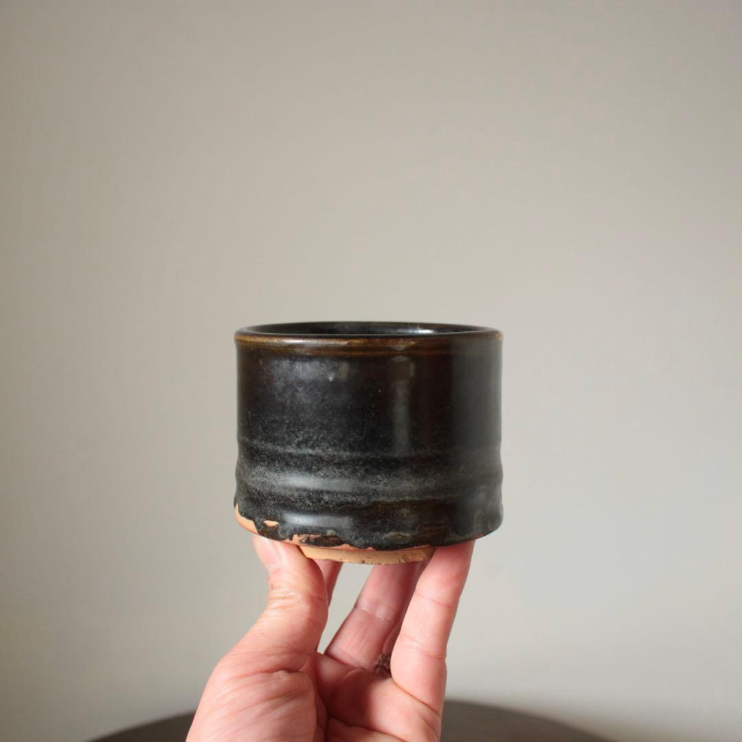 壺屋 褐釉 火入 筒茶碗 古美術 古道具 アンティーク 壺屋焼