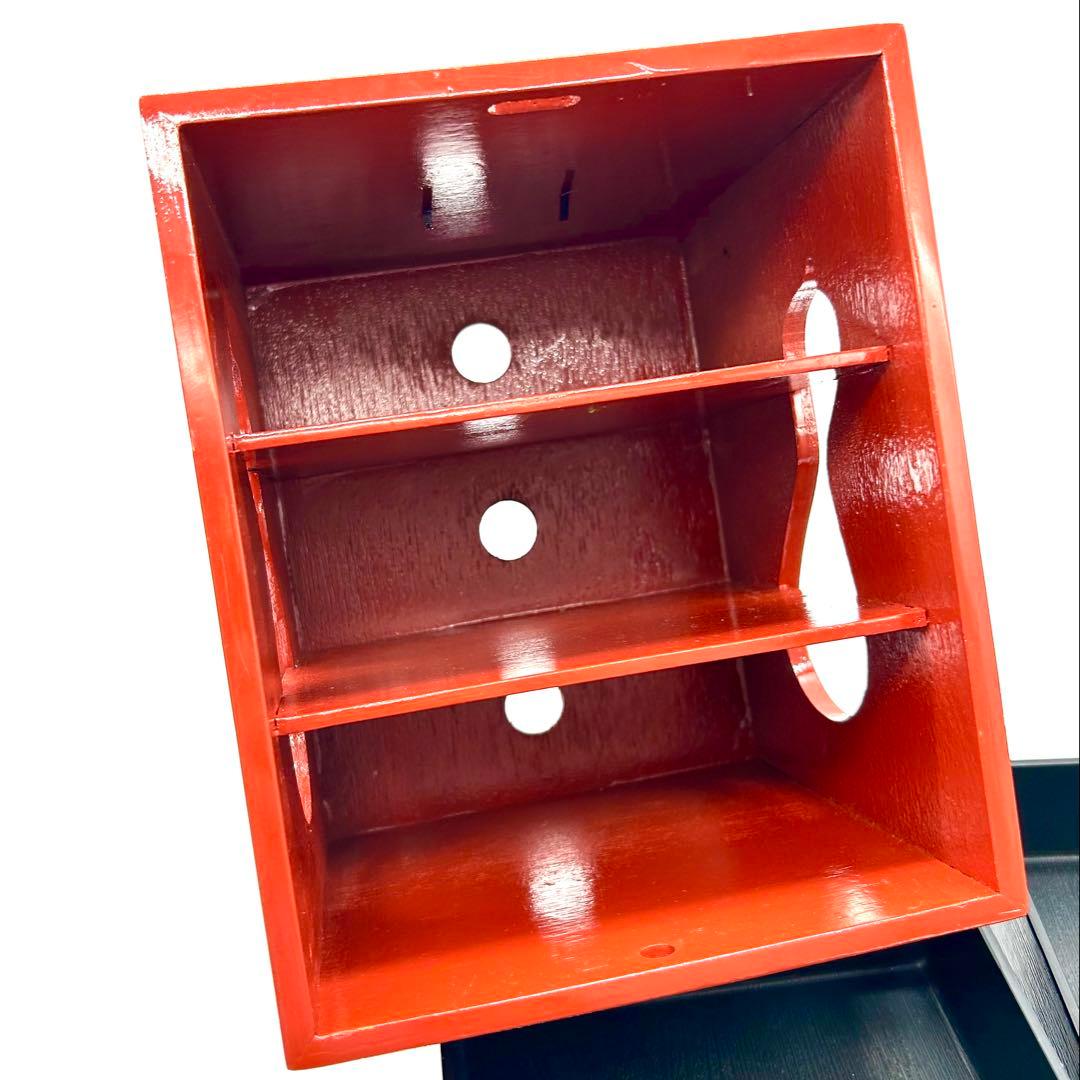 babu まとめ買いお得 木製 野立弁当 朱 内箱付 小物入れ 3段構造