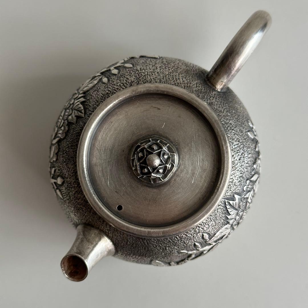 銀製 茶器 茶道具 急須 足銀999 牡丹 金属工芸