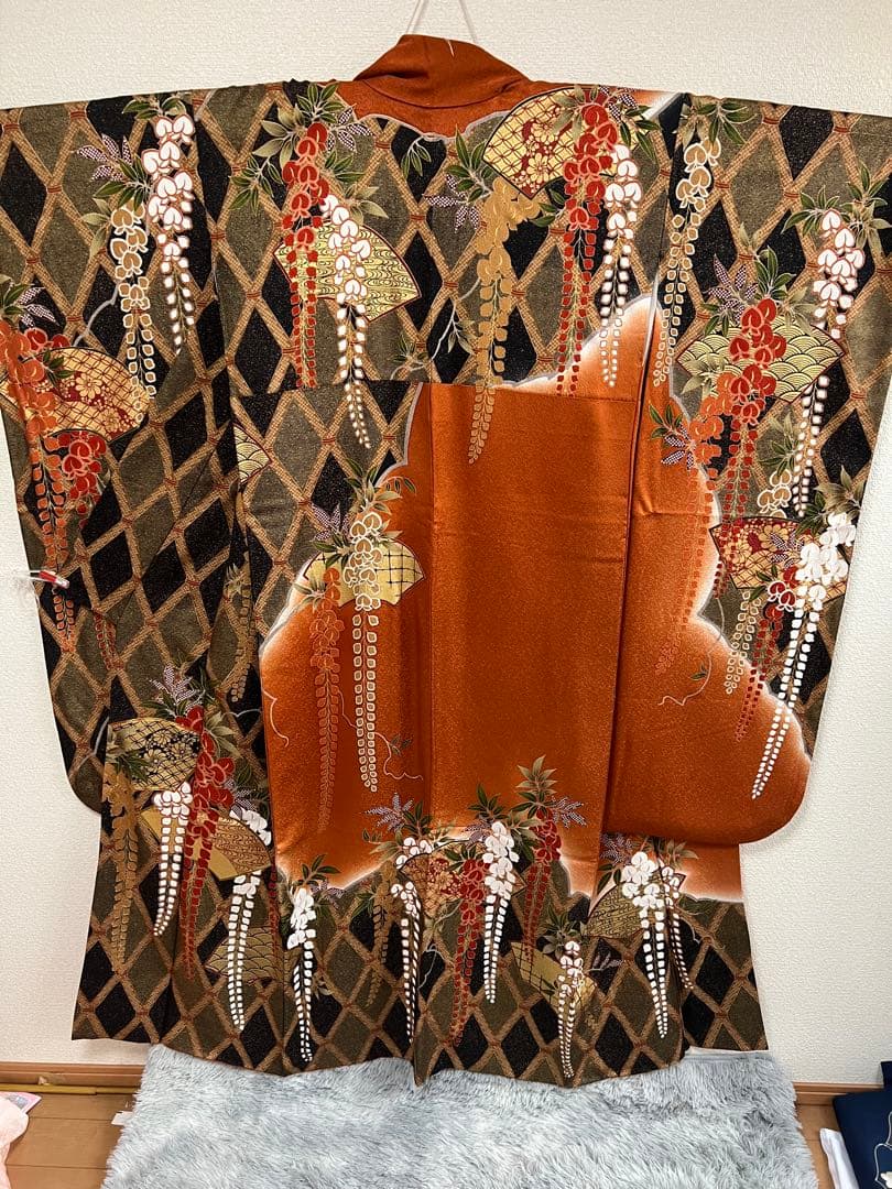 振袖　成人式　藤文様　美品　長襦袢セット