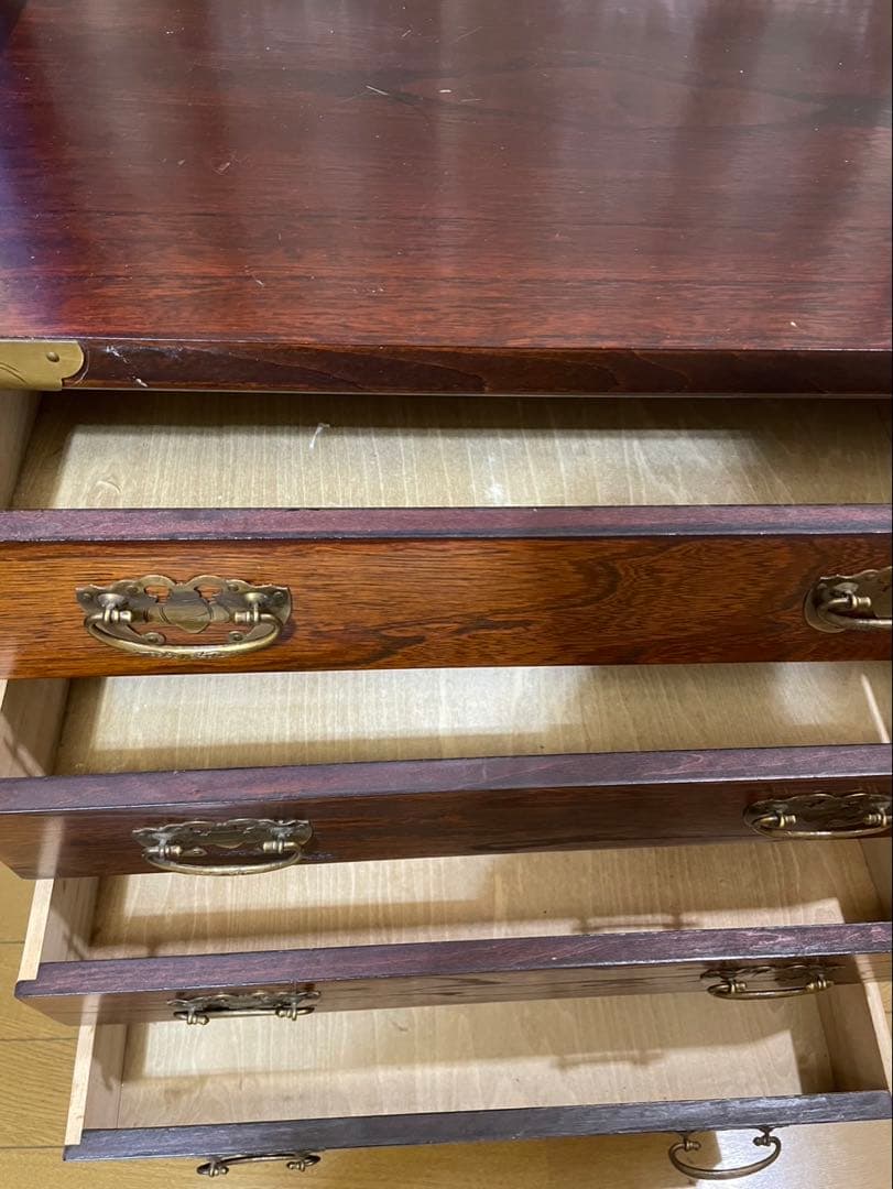 脚付アンティーク和箪笥4段 金具取手引き出しチェスト和モダン