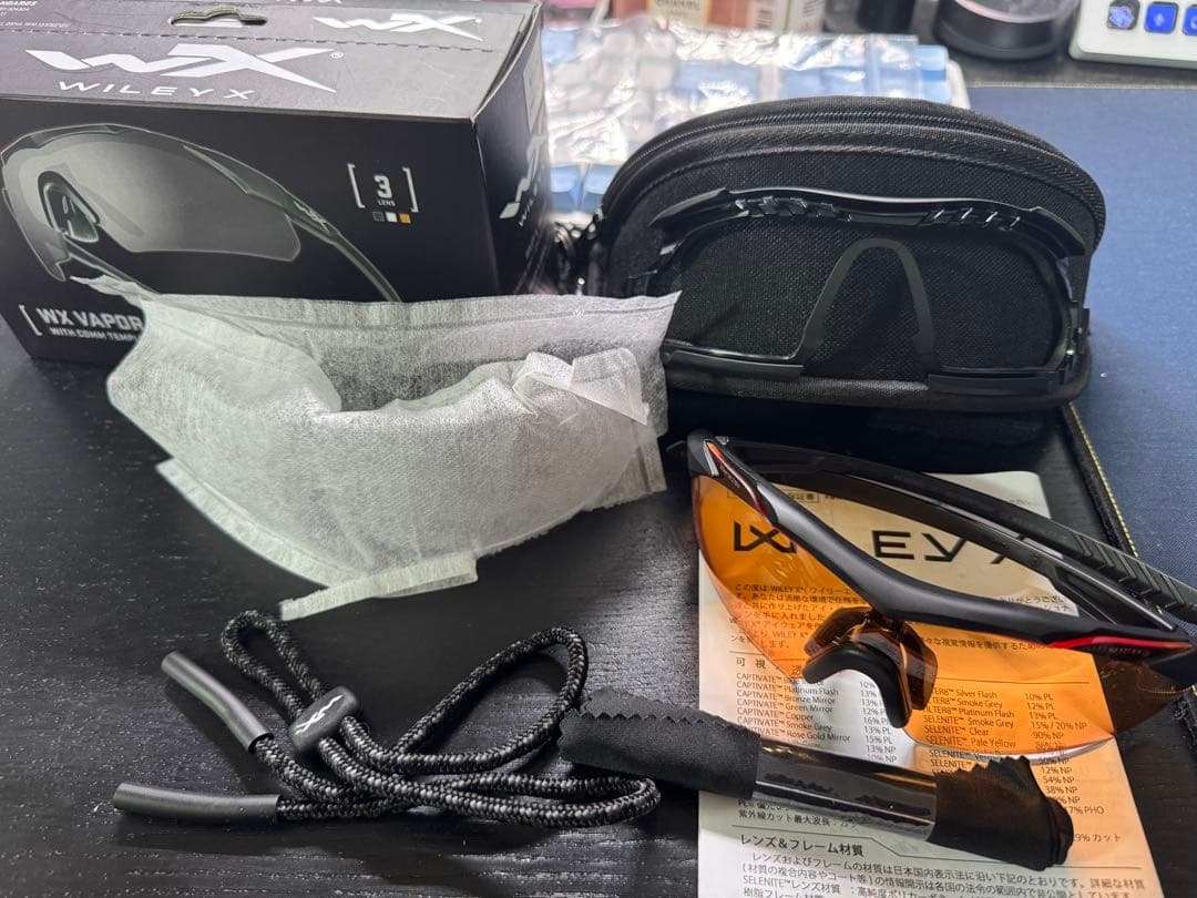 WILEY X WX VAPOR TL COMM BK 3レンズパッケージ