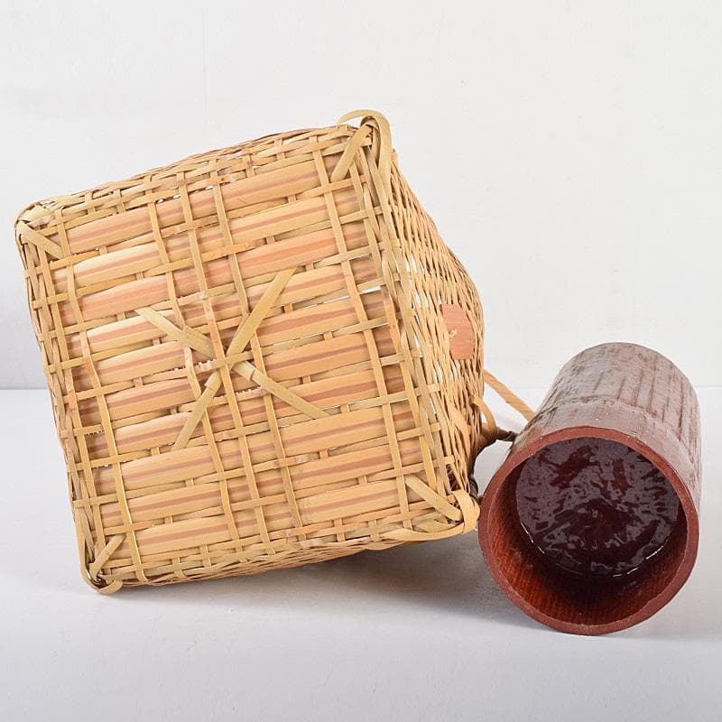 茶道具　平安　竹美斎造　即中斎好　方円篭　花入　共箱　M　R7760B