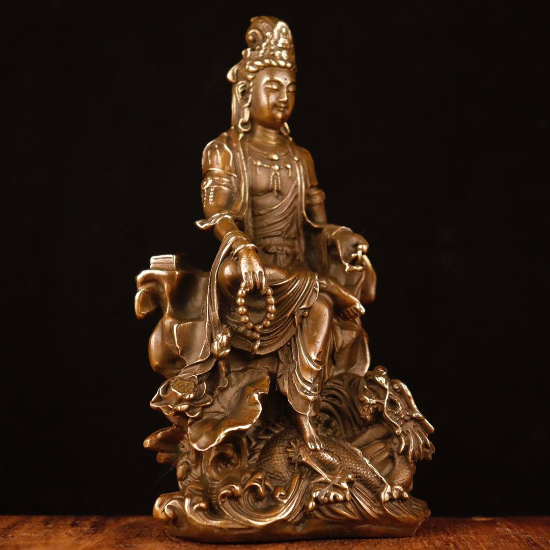 銅像 銅仏 自在観音菩薩仏像 坐龍仏珠観音仏像 仏堂奉納 工芸品 置物
