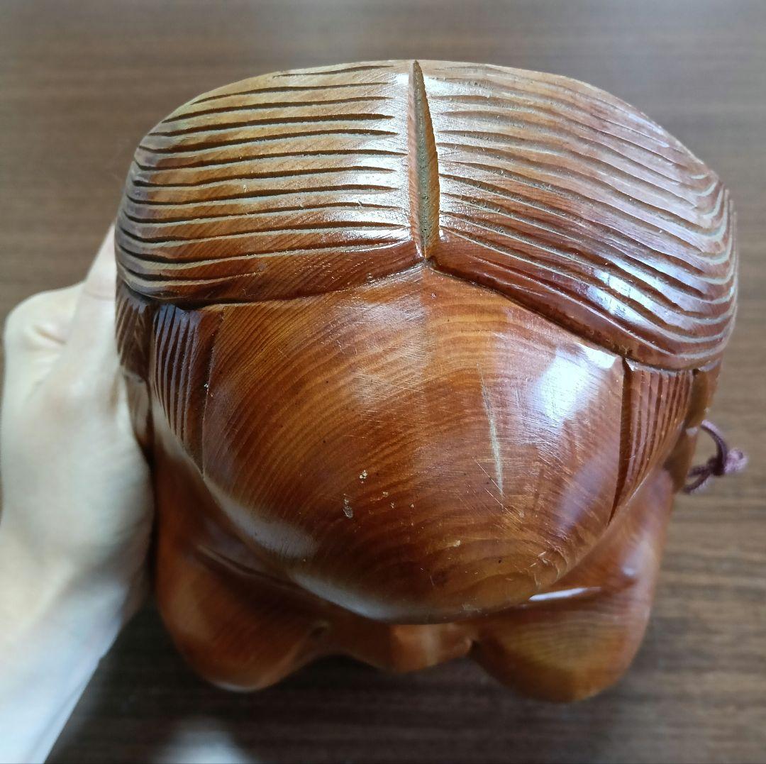 骨董　木製面　おかめ 　縁起物　手掘り　木彫り　壁掛け　お面　A