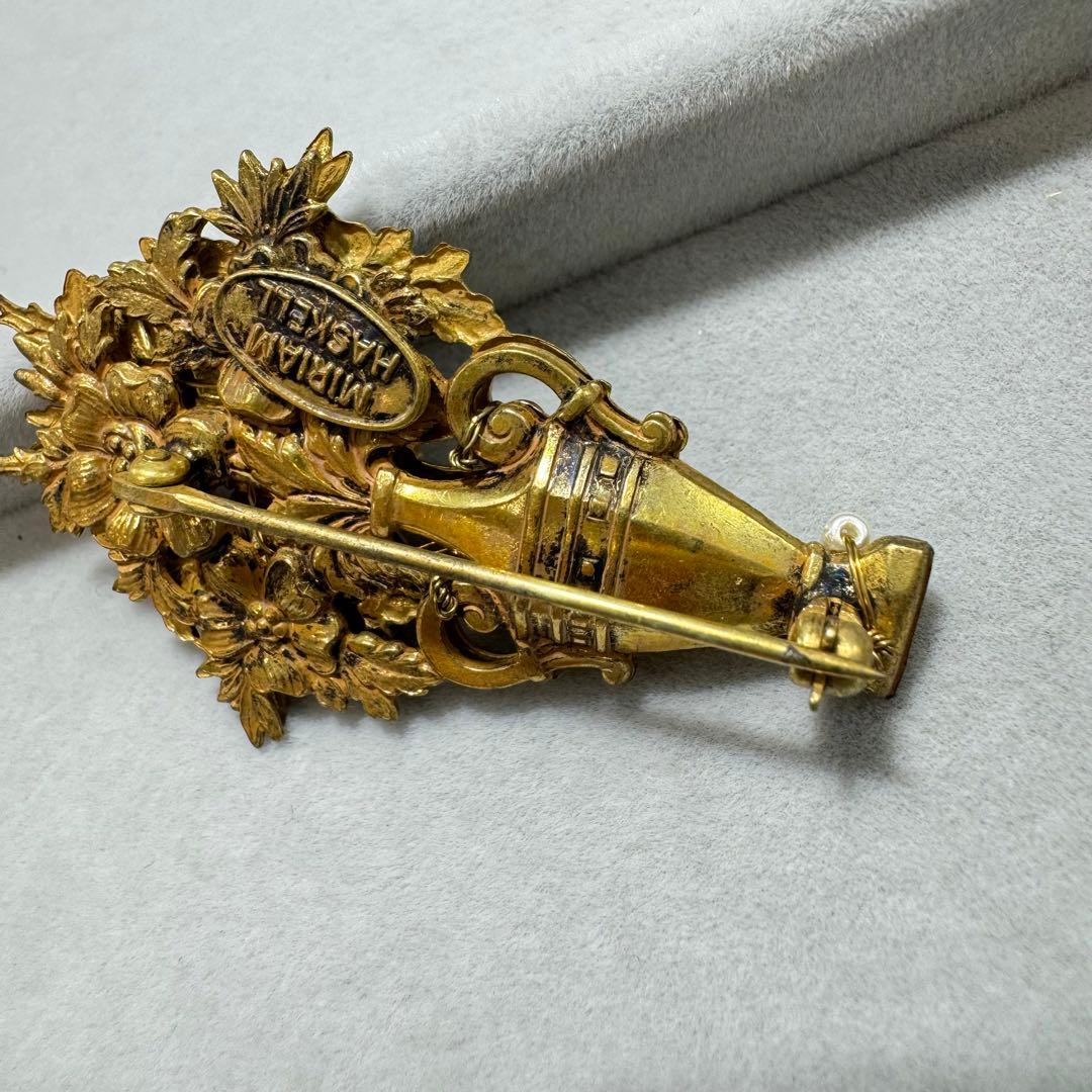 【ヴィンテージ】MIRIAM HASKELL ブローチ　ゴールド　ストーン