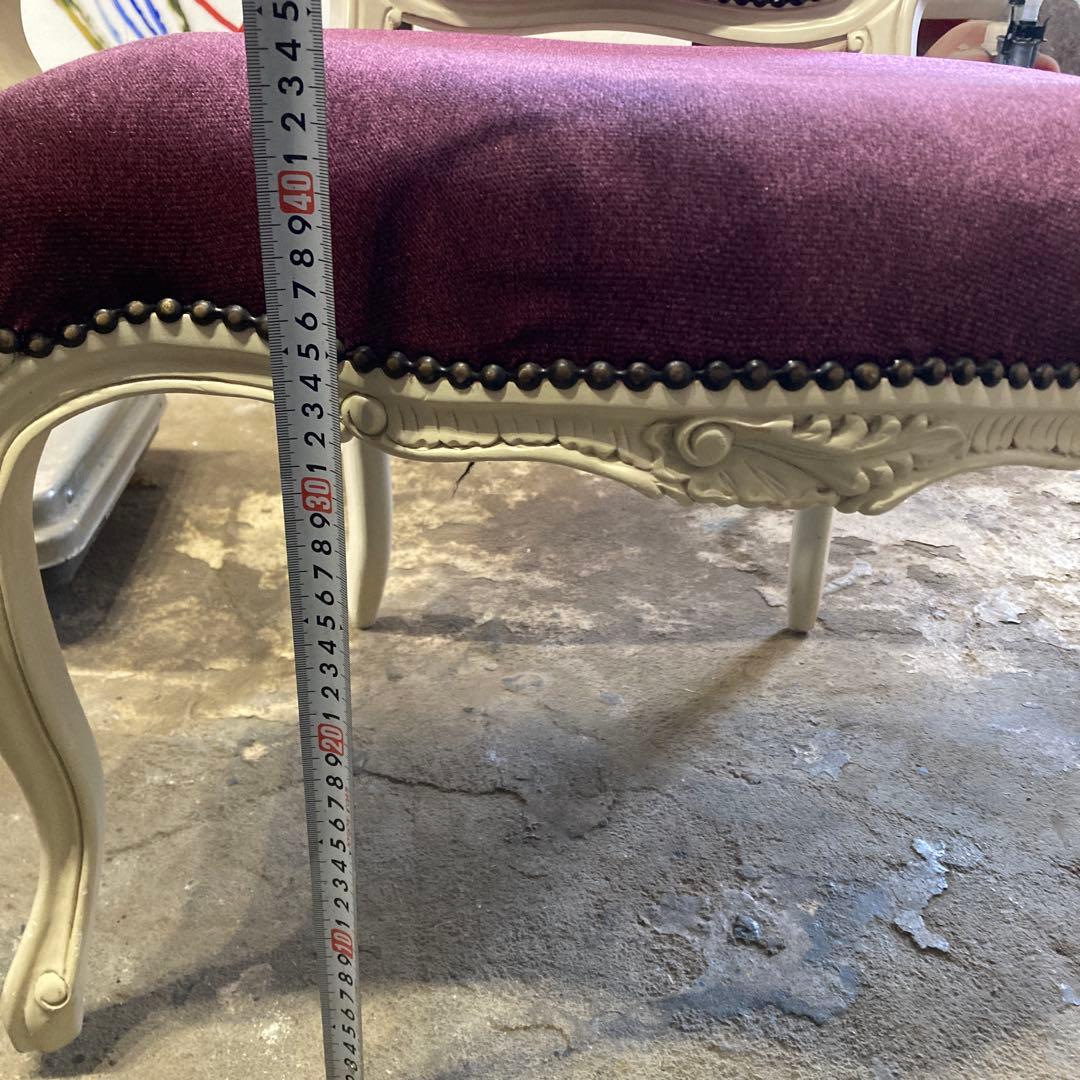 ケ*ブ様 ロココ調 猫脚 アームチェア 木彫 白と紫 B
