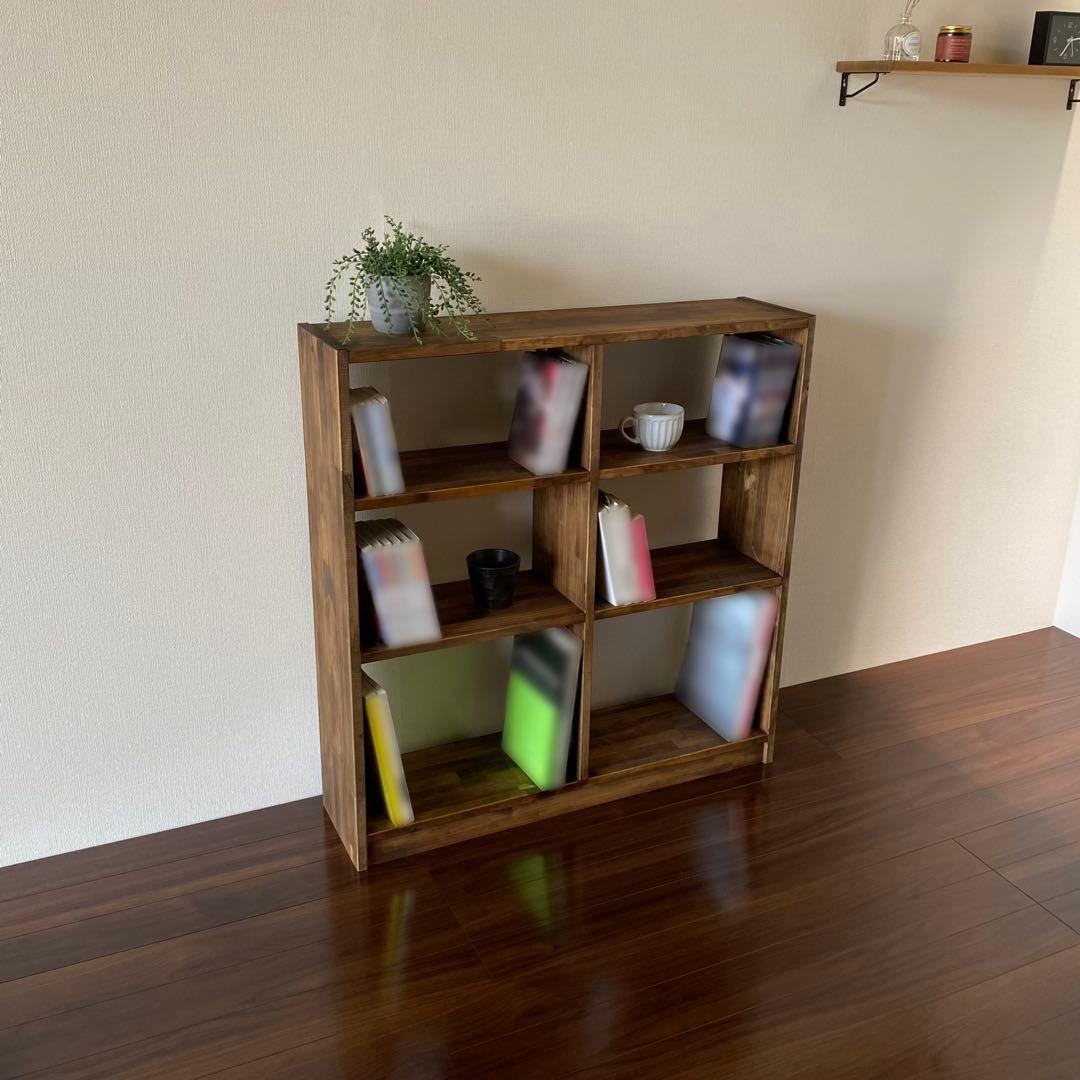 木製 3段ワイドシェルフ(黒壇色)