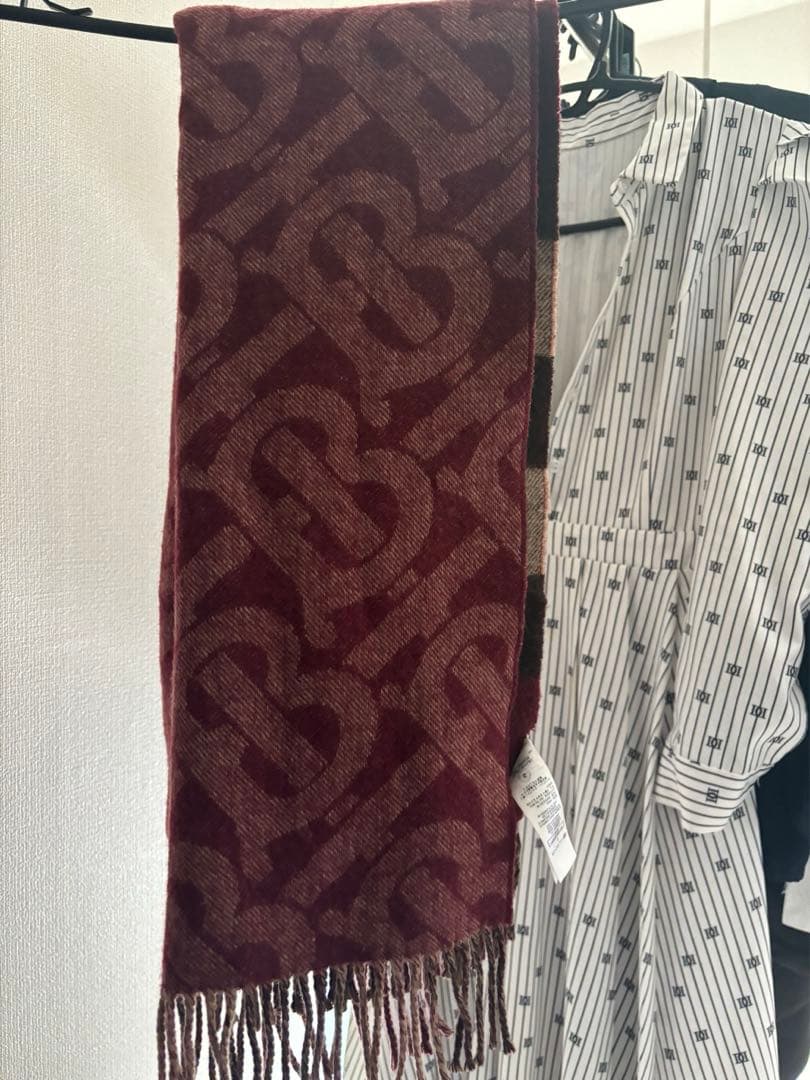 BURBERRY チェック柄マフラー ボルドー