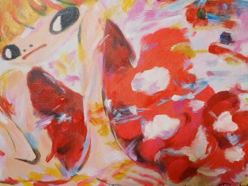 F6 絵画　 油彩　ロッカク アヤコ「女の子」 サイン　 肉筆手描き　額装済み