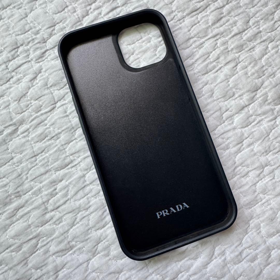 美品✨プラダ 三角ロゴプレート サフィアーノ iPhone13ケース オレンジ