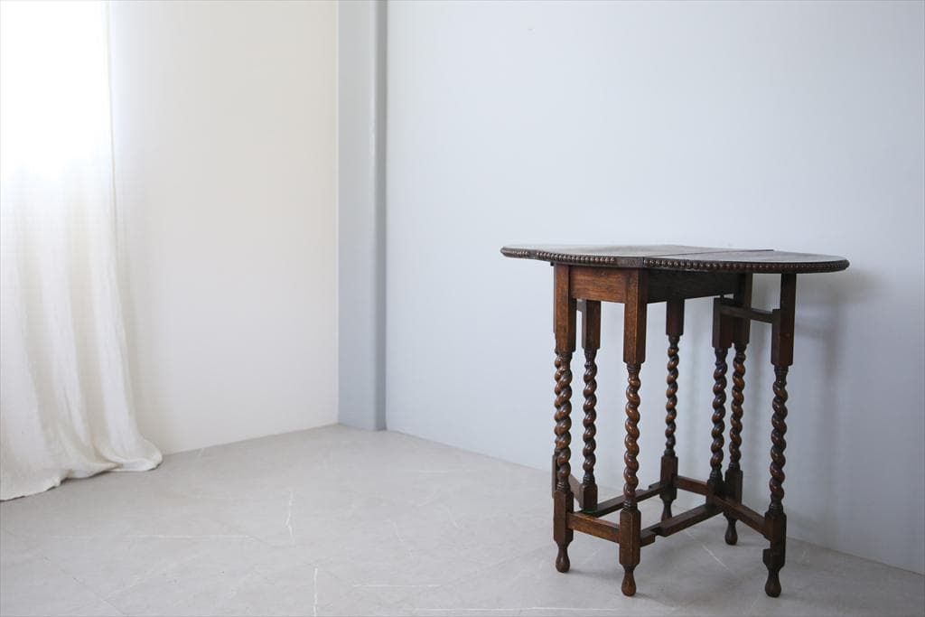 英国アンティーク木製ゲートレッグテーブル/ダイニング机バタフライ(89-211)