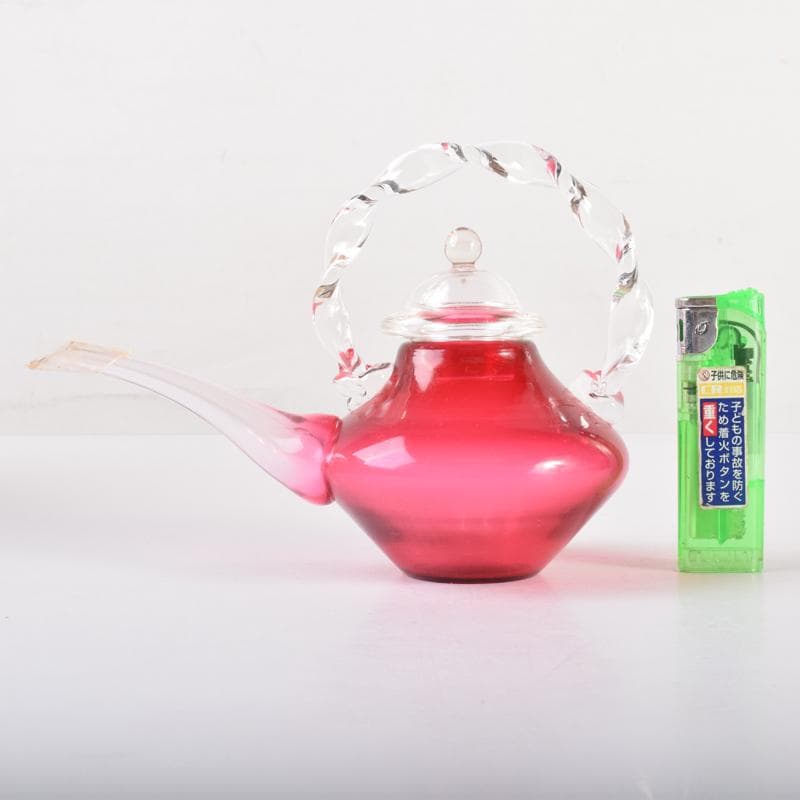 ガラス工芸　吉田勝美作　瑠璃の匠　ガラス水注　共箱　C　7079