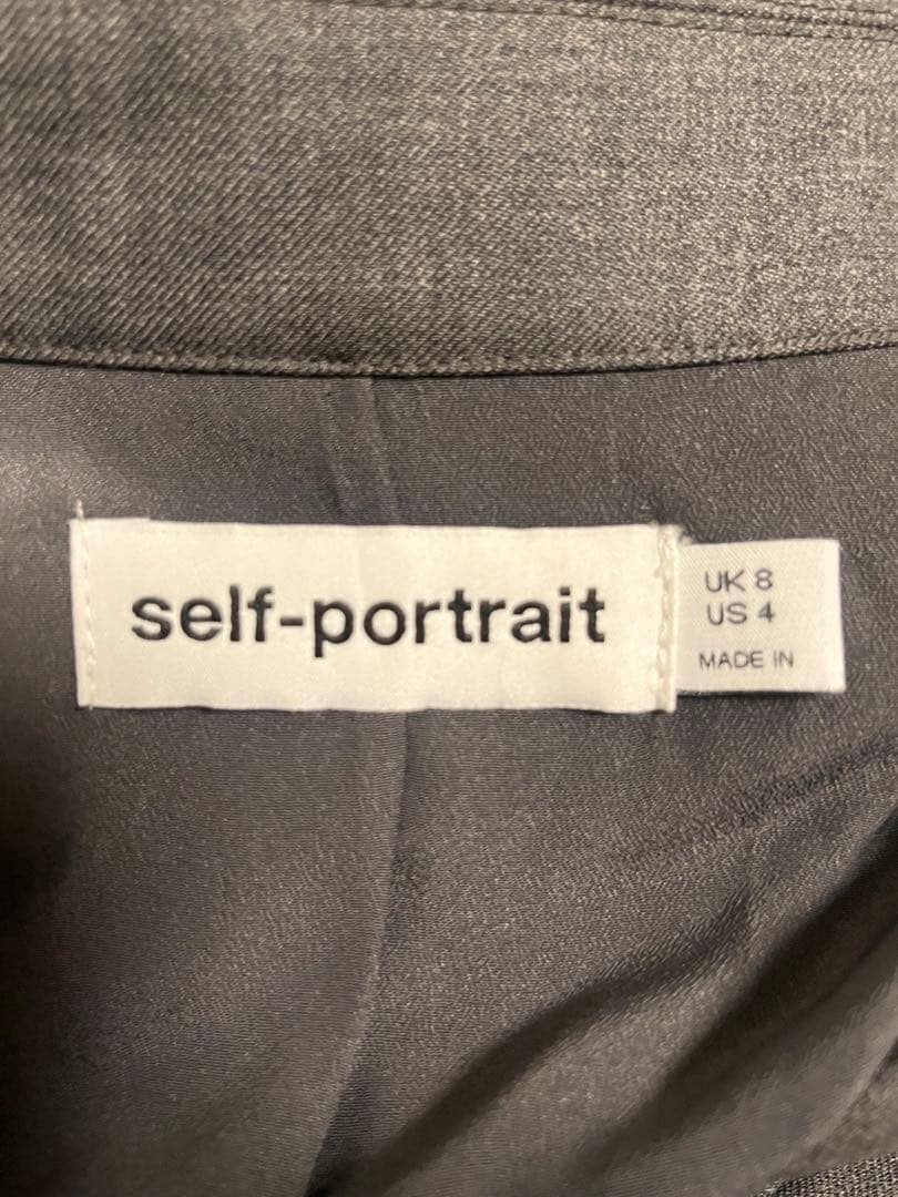 セルフポートレート秋新作新品 SelfPortrait 灰色切替ロングワンピース