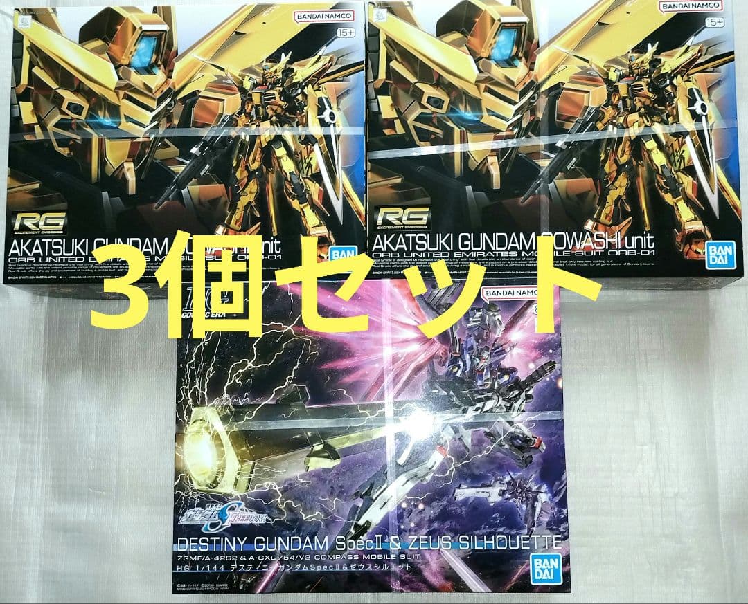 HG デスティニーガンダムspecⅡ+ゼウスシルエット&RGアカツキガンダム×2