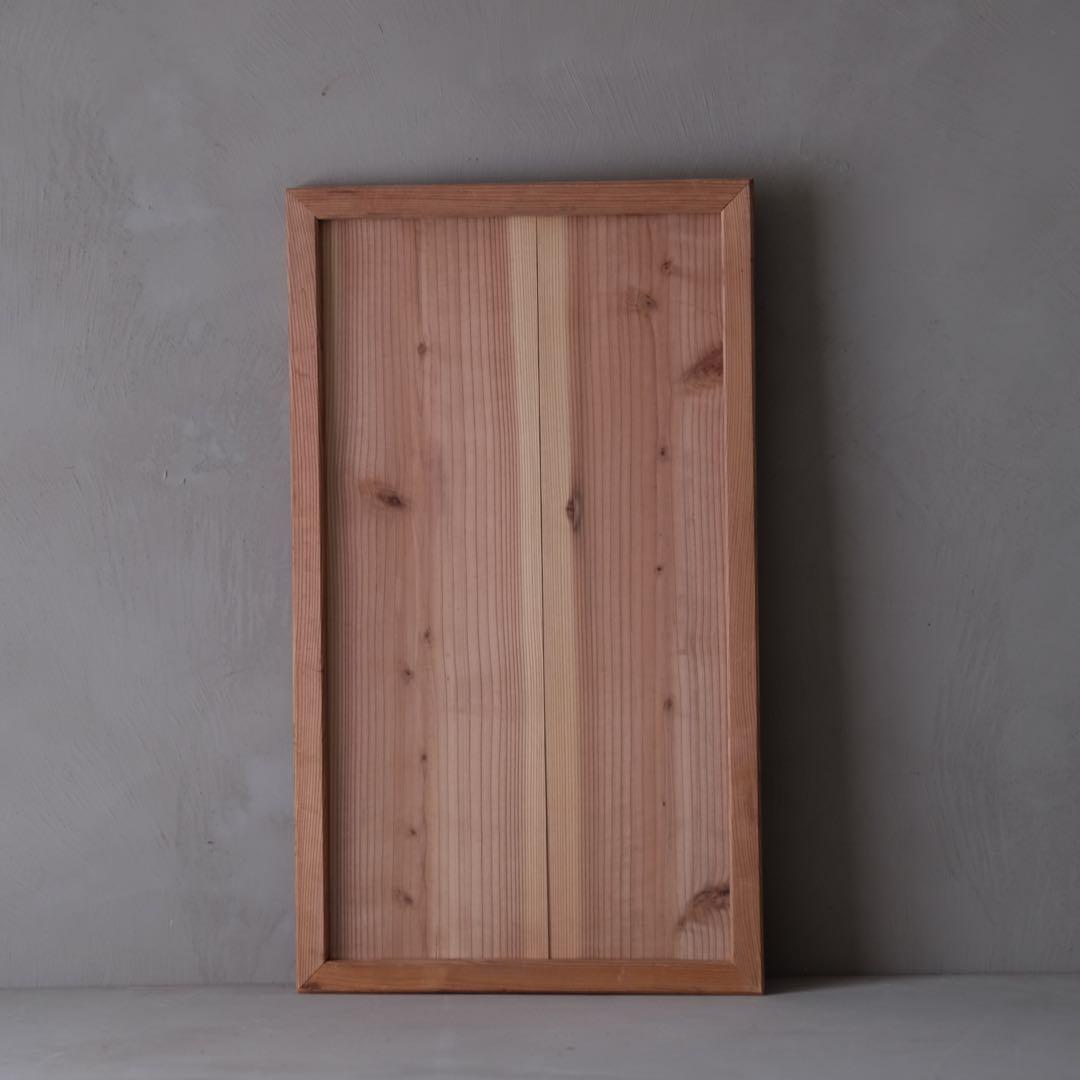 杉材 ガラス付き額　フレーム 額縁 絵画 古道具 ヴィンテージ レトロ