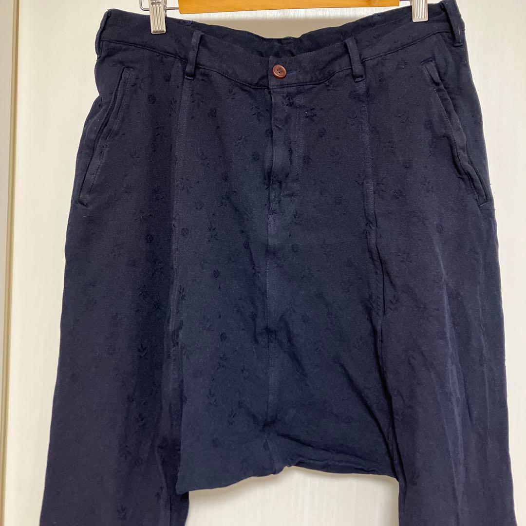 コムデギャルソンオムプリュス ポリ縮 サルエル パンツ 花柄 刺繍 美品