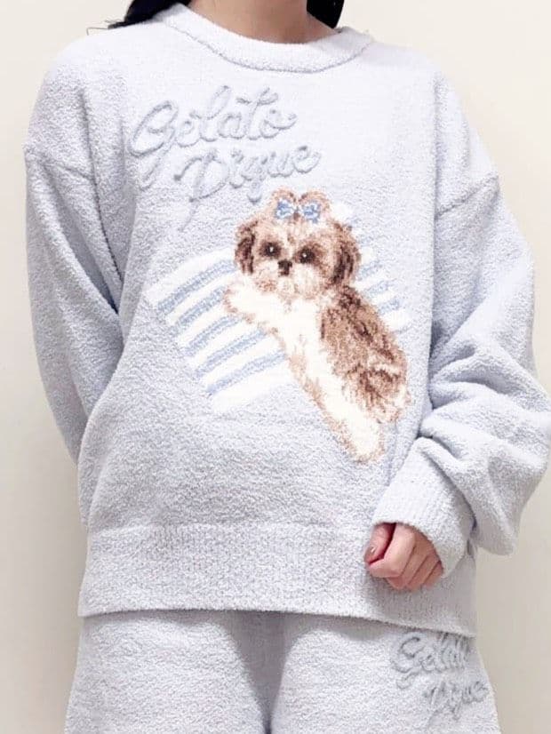 新品タグ付♥️ジェラートピケ シーズージャガードプルオーバー BLU　ラスト1点