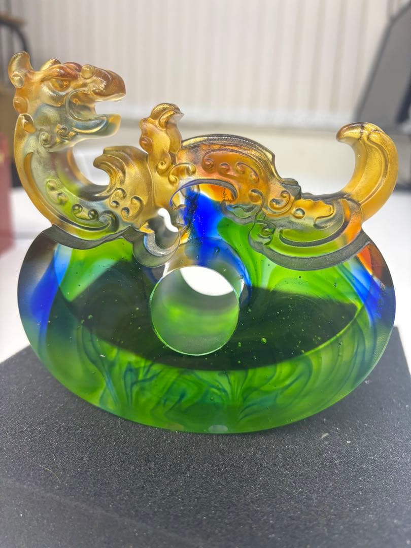 ガラス製ドラゴン彫刻装飾品