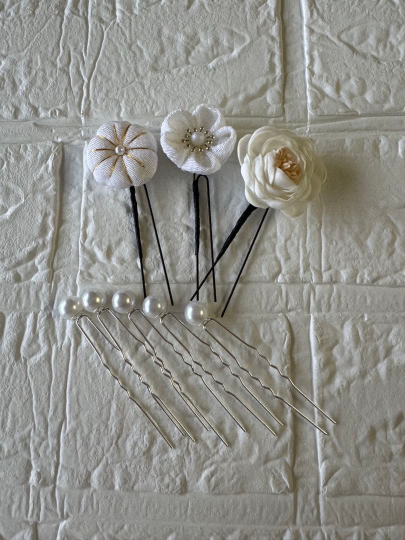 ふりふレース　髪飾りセット 重衿　半衿　帯揚げ　帯締め　パール装飾　振袖セット