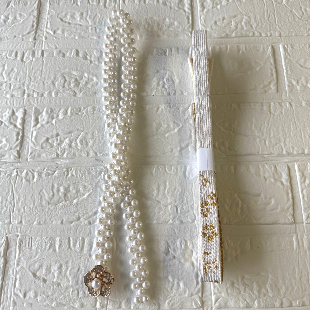 ふりふレース　髪飾りセット 重衿　半衿　帯揚げ　帯締め　パール装飾　振袖セット