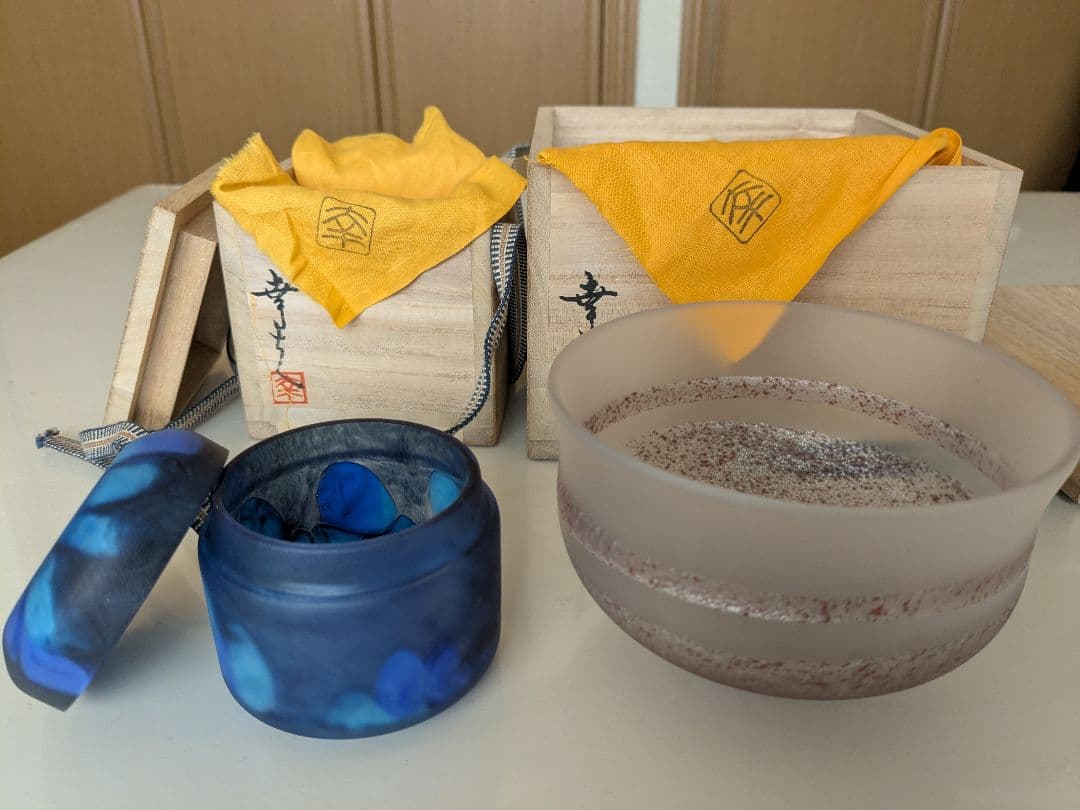 高橋幸夫 ガラス　抹茶碗 ガラス棗（ガラスなつめ）木箱入り