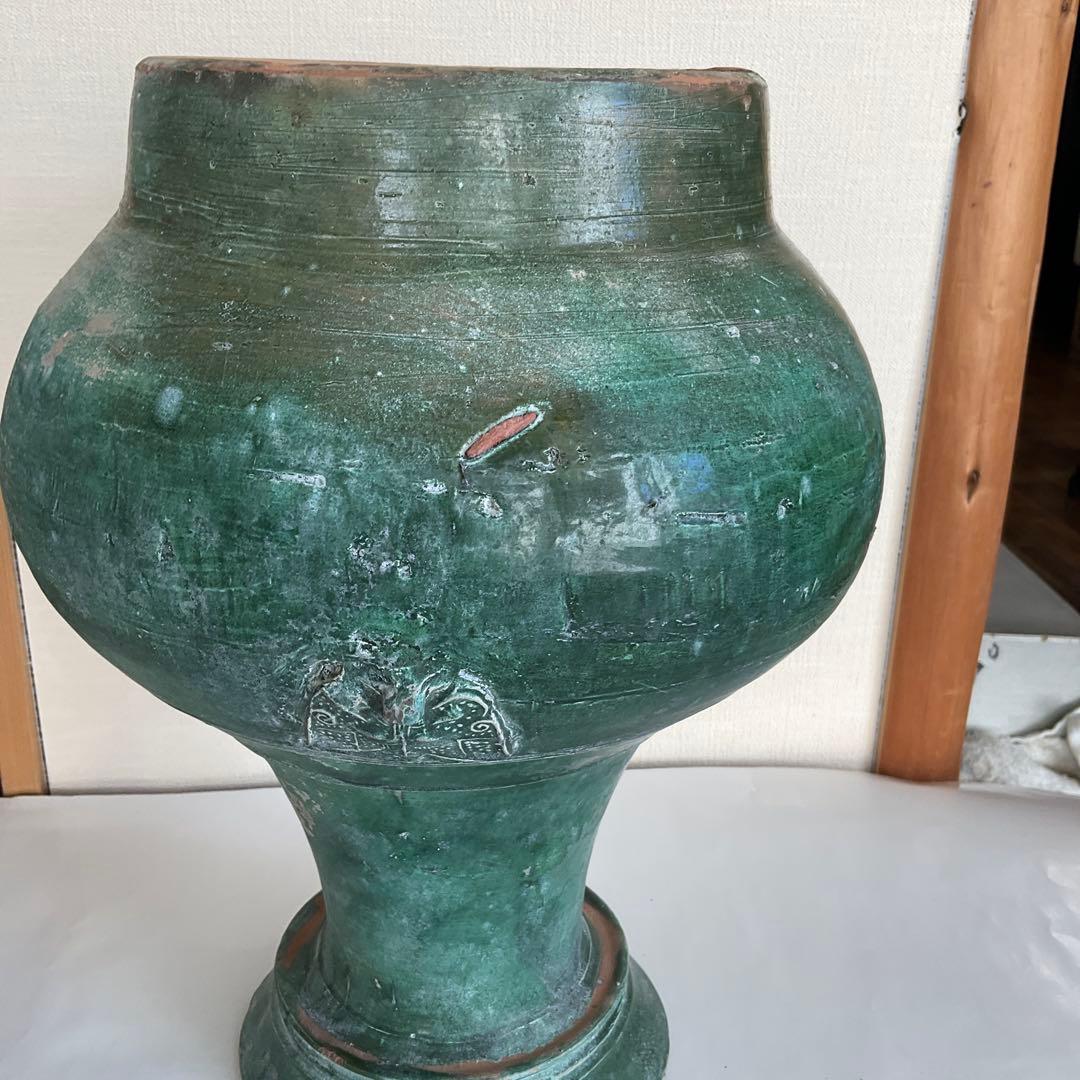 中国　漢緑釉獸面壺　後漢時代(2世紀頃)