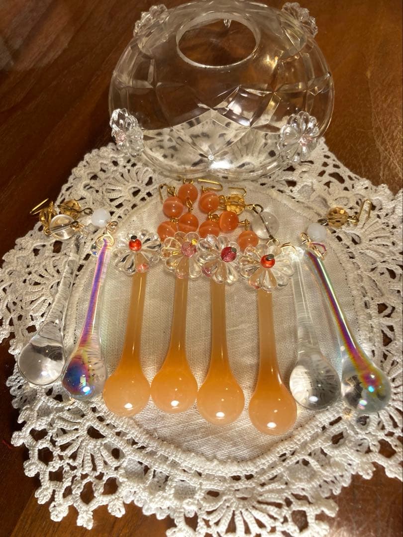 （専用）ミニシャンデリア　1920年　（オレンジドロップ）　オパリン　フランス