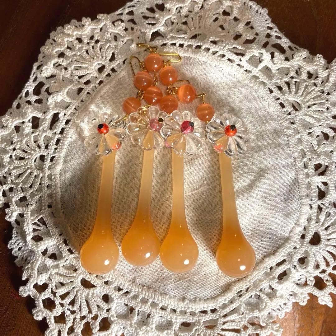 （専用）ミニシャンデリア　1920年　（オレンジドロップ）　オパリン　フランス