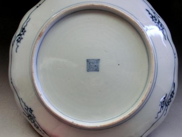 皿■角福 色絵花鳥紋捻子皿 5枚 古伊万里(江戸後期～明治期)時代物 古い骨董