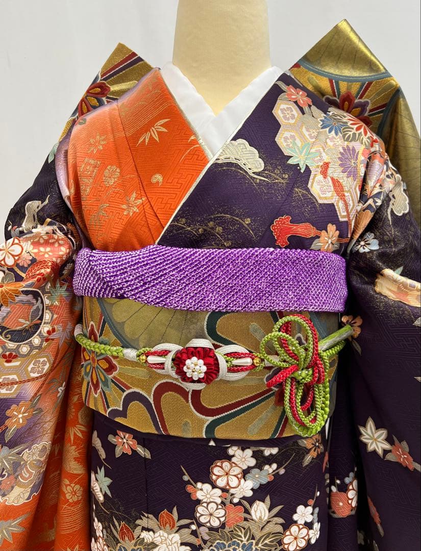 振り袖　フルセット　長襦袢付　染め分け　成人式　振袖　金彩加工　624