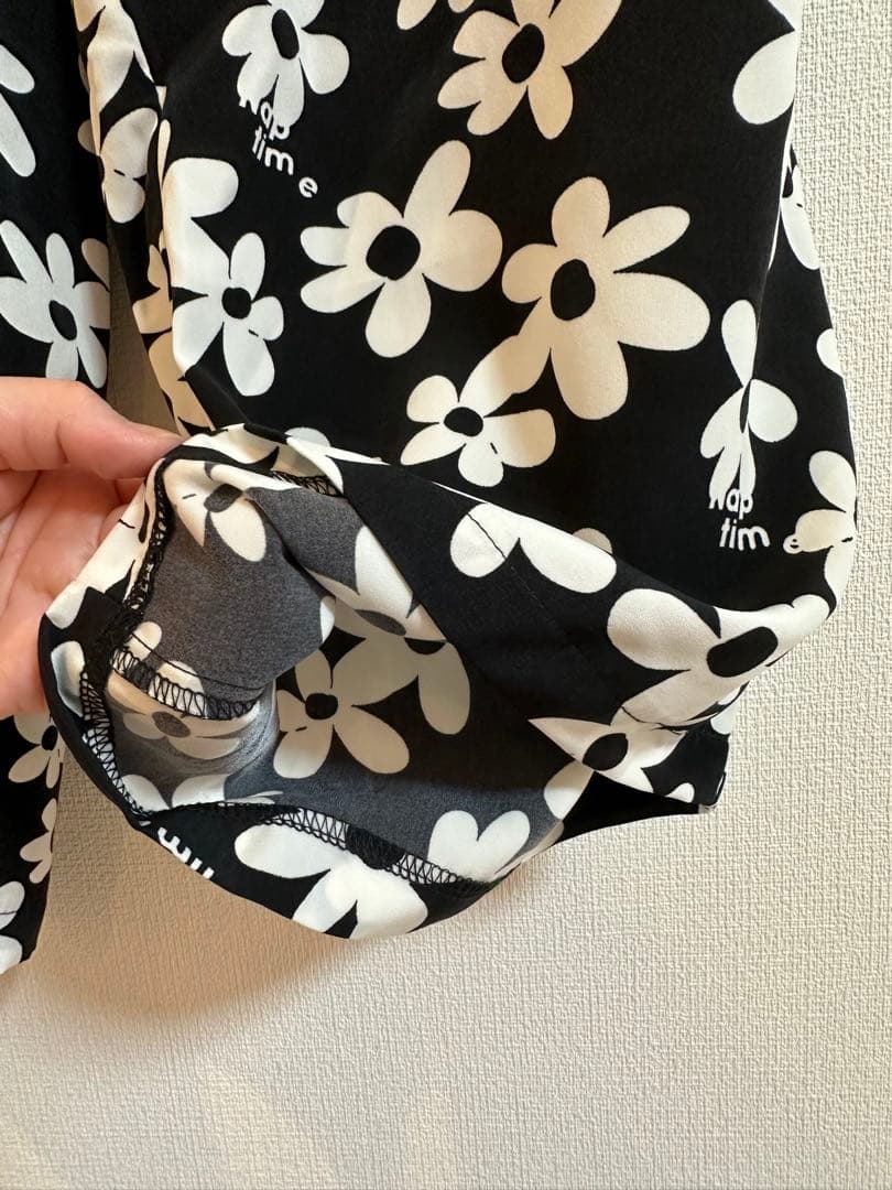 値下げ中！NAPTIME 総柄タックワイドパンツ S ブラック