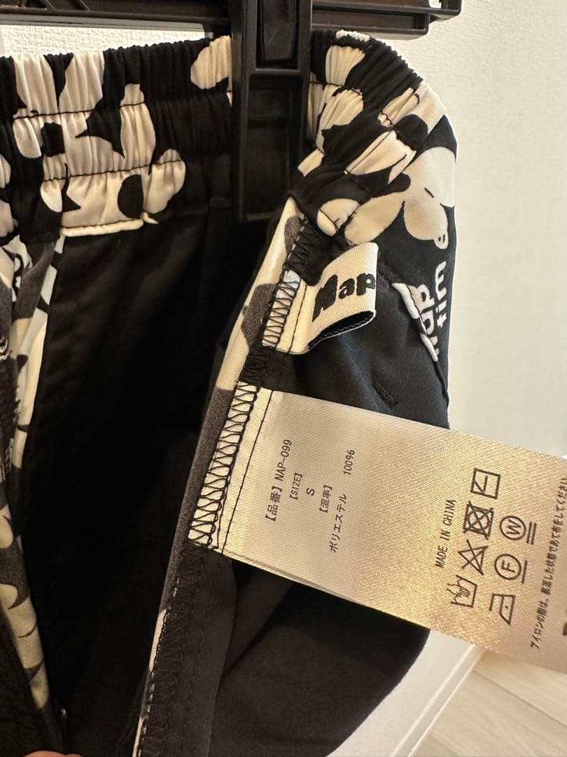 値下げ中！NAPTIME 総柄タックワイドパンツ S ブラック