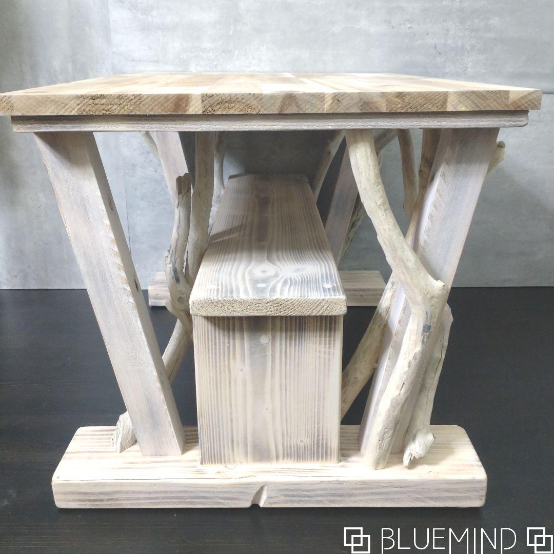 No.1099 化粧板がキレイなの流木の２段テーブル 流木インテリア