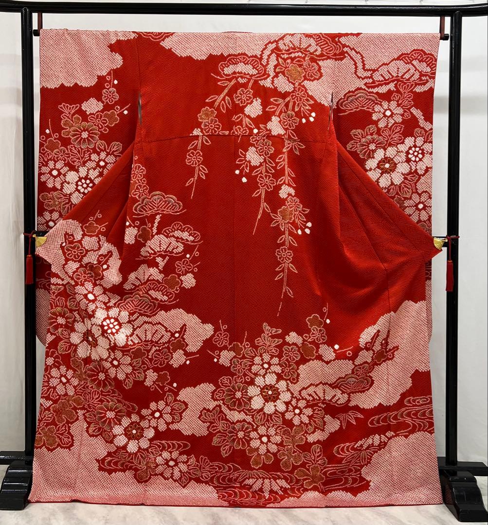 振り袖　フルセット　別誂長襦袢　ガード加工　金彩加工　刺繍入り　絞り入り　674