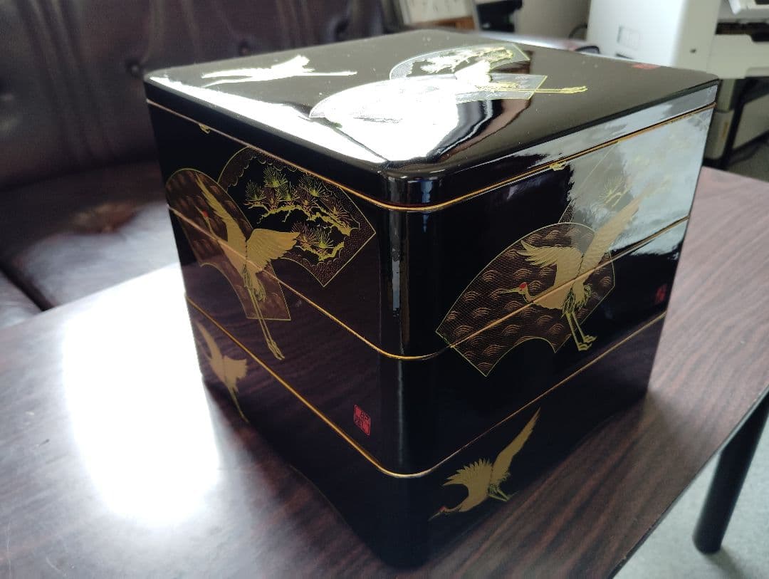 漆器 重箱 三段（鶴）No.1