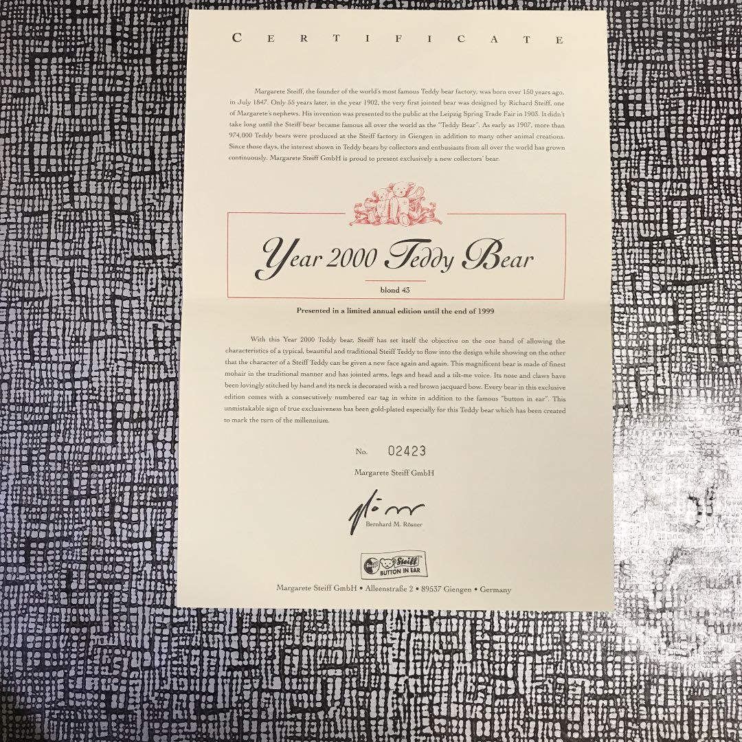 TEDDY  BEAR テディベアyear2000 Steiff