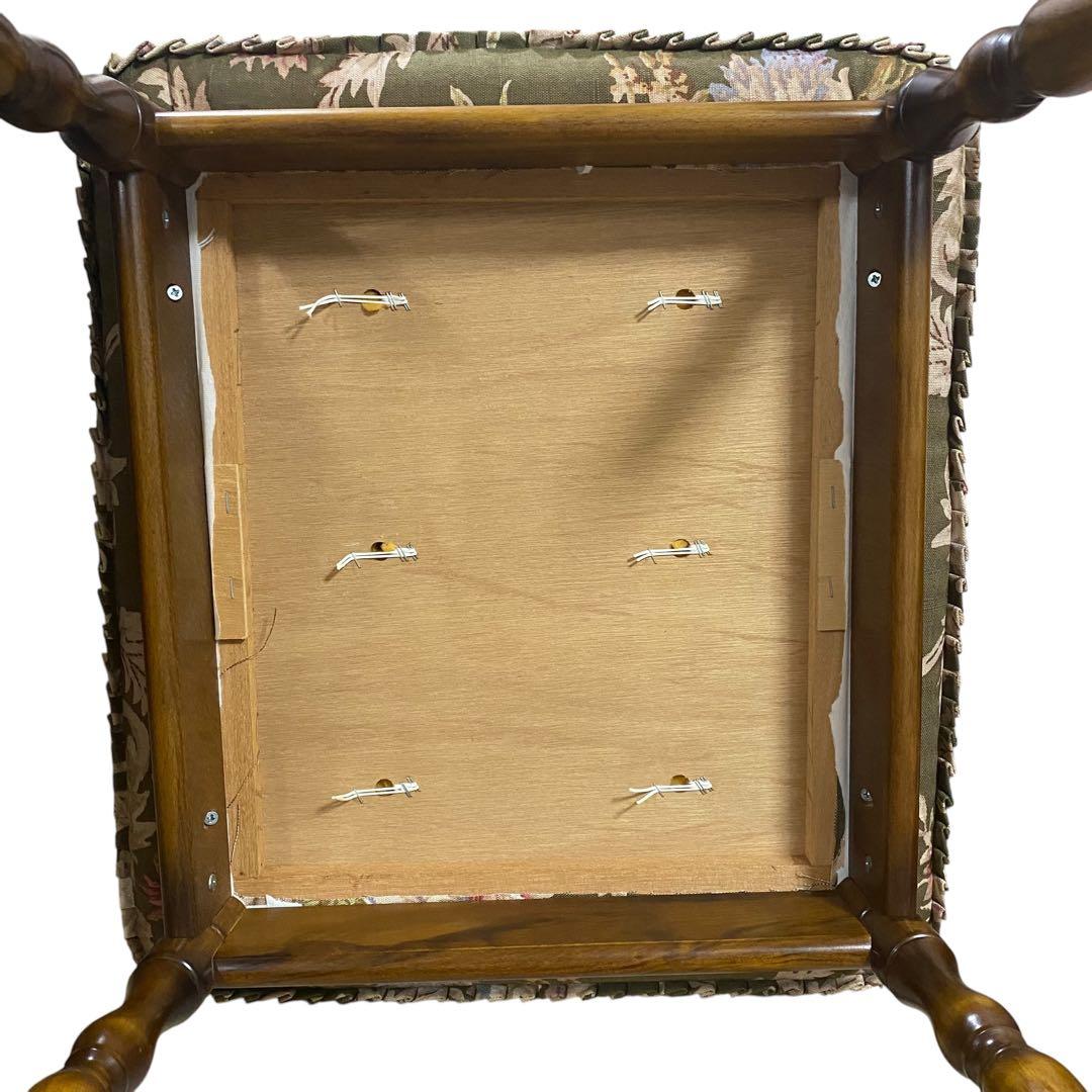 【現状品】カリモク コロニアル オットマン 花柄