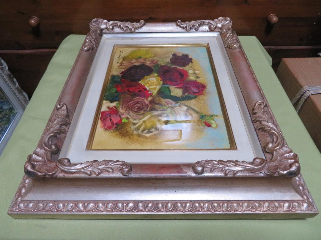 篤姫　榎倉 省吾　「薔薇」 油彩F4号　二科会会員　文展無鑑査　真作保証