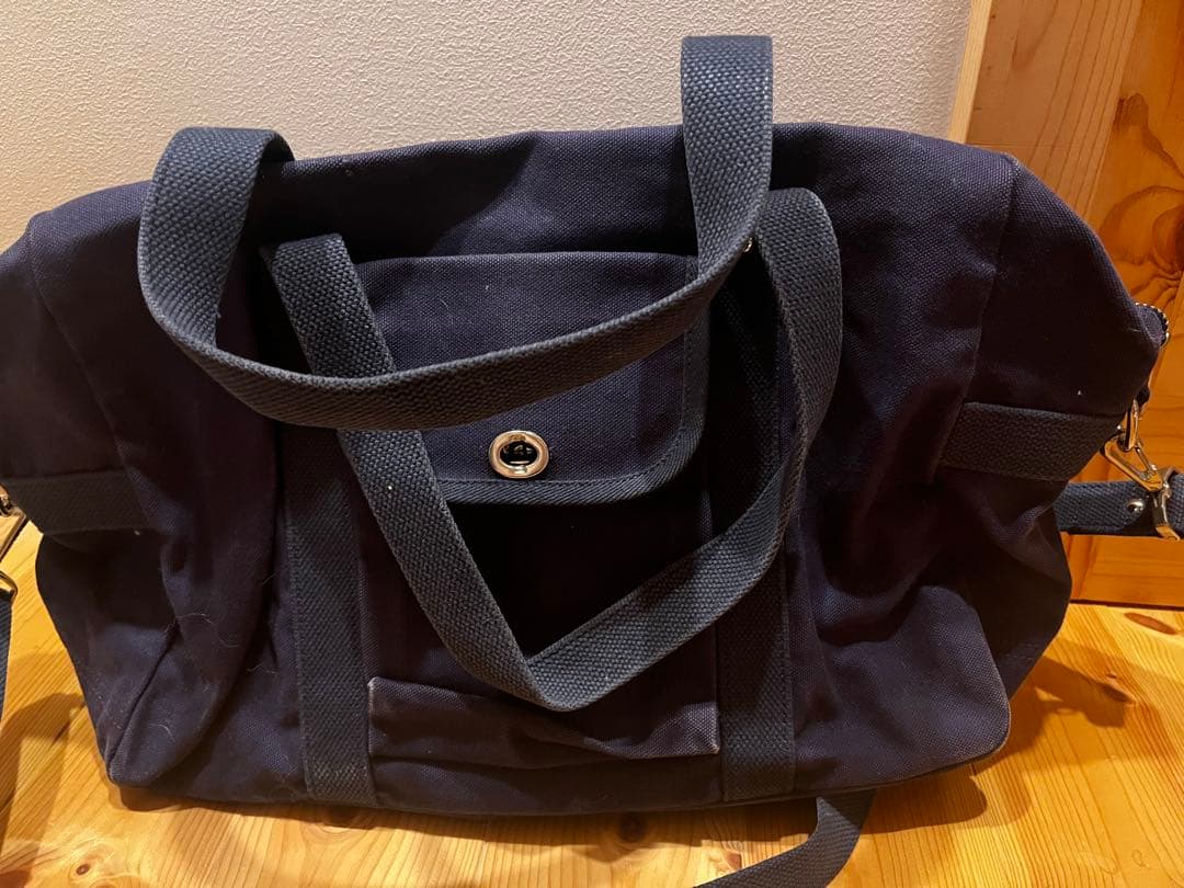 一澤帆布製 ネイビー ボストンバッグ