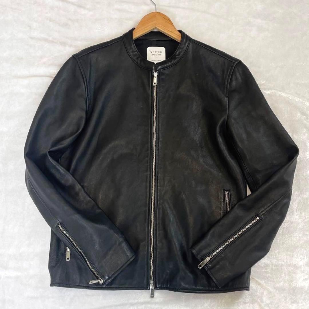 レア　ラムレザー　ユナイテッドトウキョウ　シングル　ライダース　羊革　Lサイズ