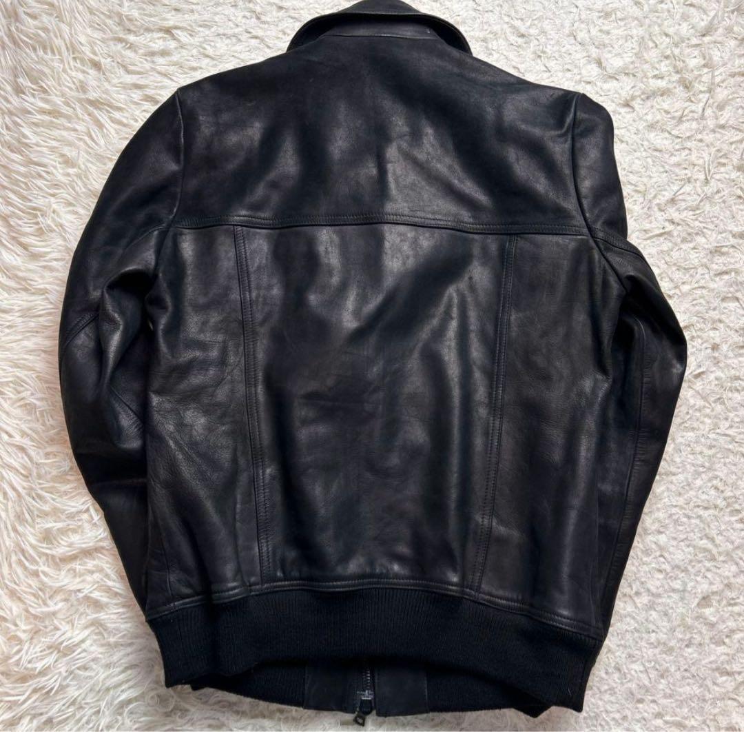 希少牛革riri ジップ レザー トリズラー ジャケット ブラック