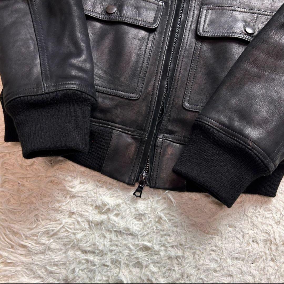希少牛革riri ジップ レザー トリズラー ジャケット ブラック