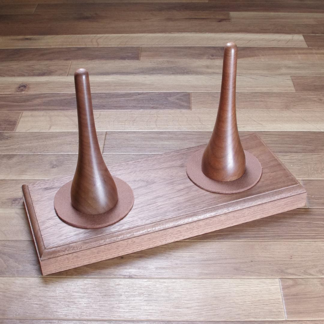 ダブルスタンド 高級銘木ブラックウォールナット無垢材